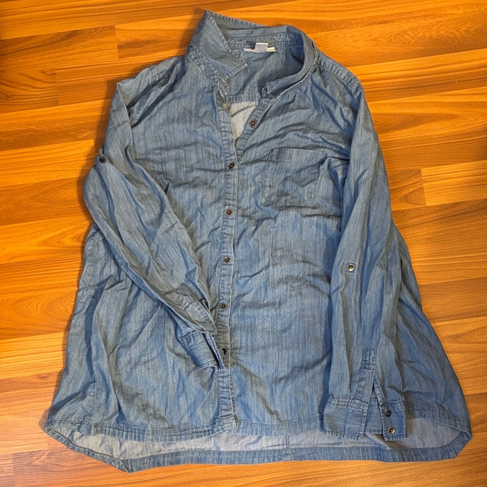 Motherhood Maternity Denim Blue Button Down Shirt